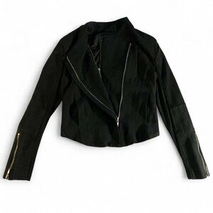 Blank NYC Moto Cotton Double Zipper Mesh Black Jacket